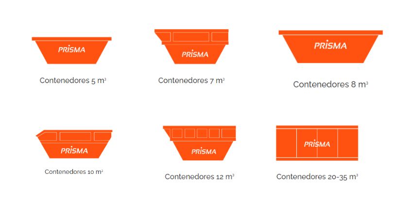 tamaño de contenedor para escombros